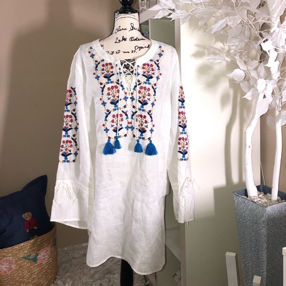 embroidered beach tunic tory burch